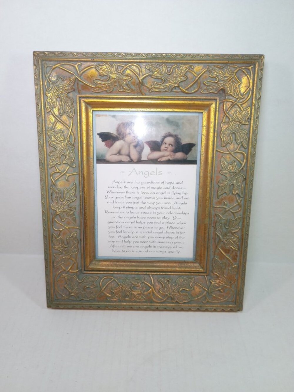 Vintage Raphael "Angels" by Erich Lessing Porta Angel Ornate Gold Framed Whimsy